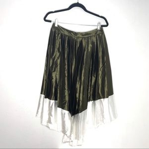 English Factory Green White Pleated Skirt L NWT